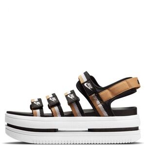 NIKE ICON CLASSIC SANDALS Women – Black/White-metallic Gold-white Size 12